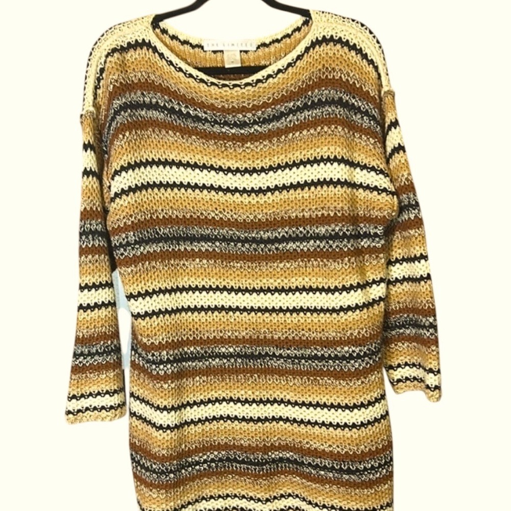 The Limited Sweater Fall Browns & Beige  Stripes 21" length‎ P2P 22" Sz M